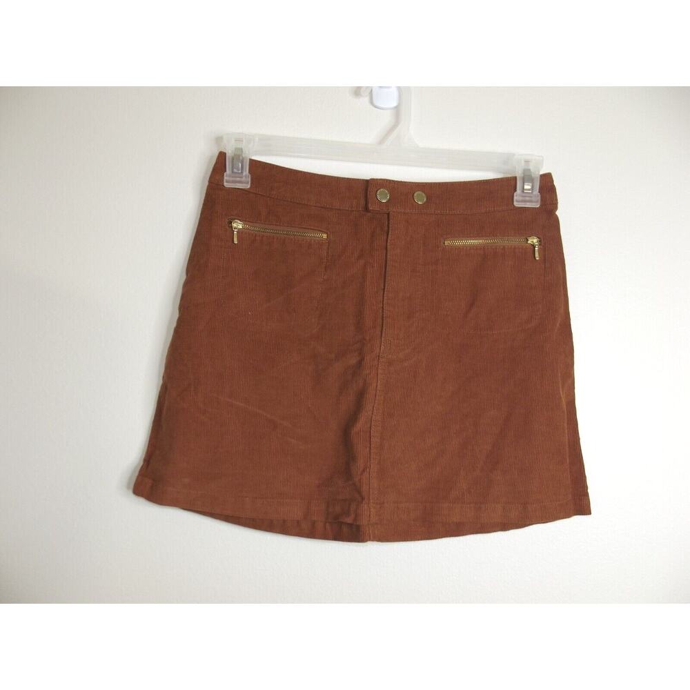 Abercrombie & Fitch Womens CORDUROY SKIRT - Size 2 26 - Rust Zip Pockets NEW $50